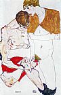 Egon Schiele Courting couple painting